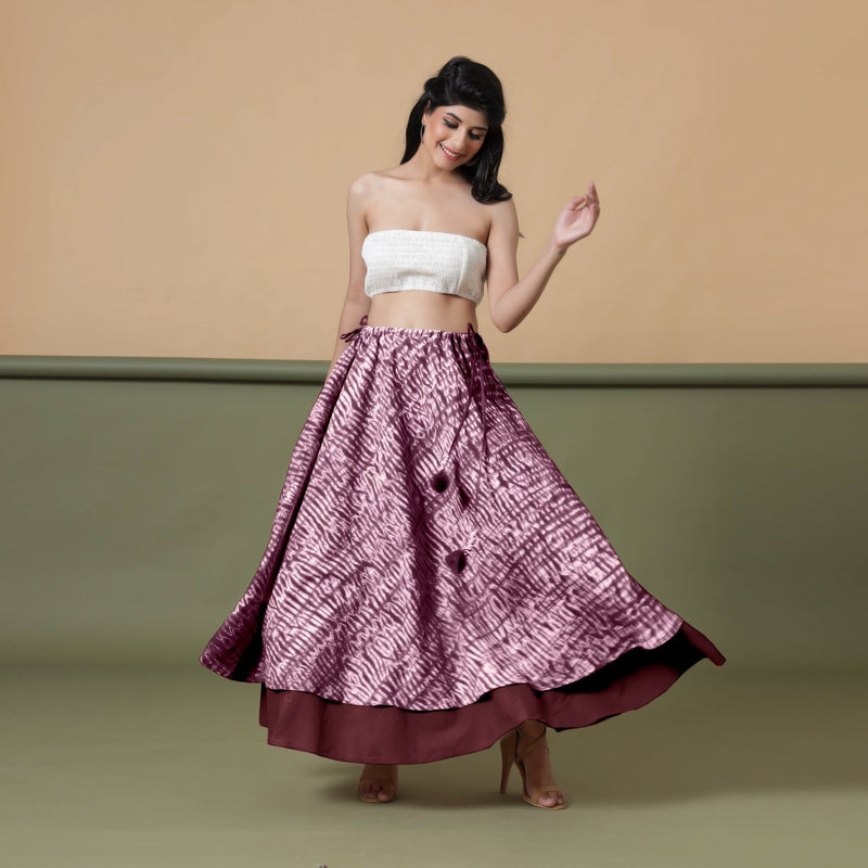 Convertible 6-Way Sangria Wine Tie-Dye Cotton Skirt Dress