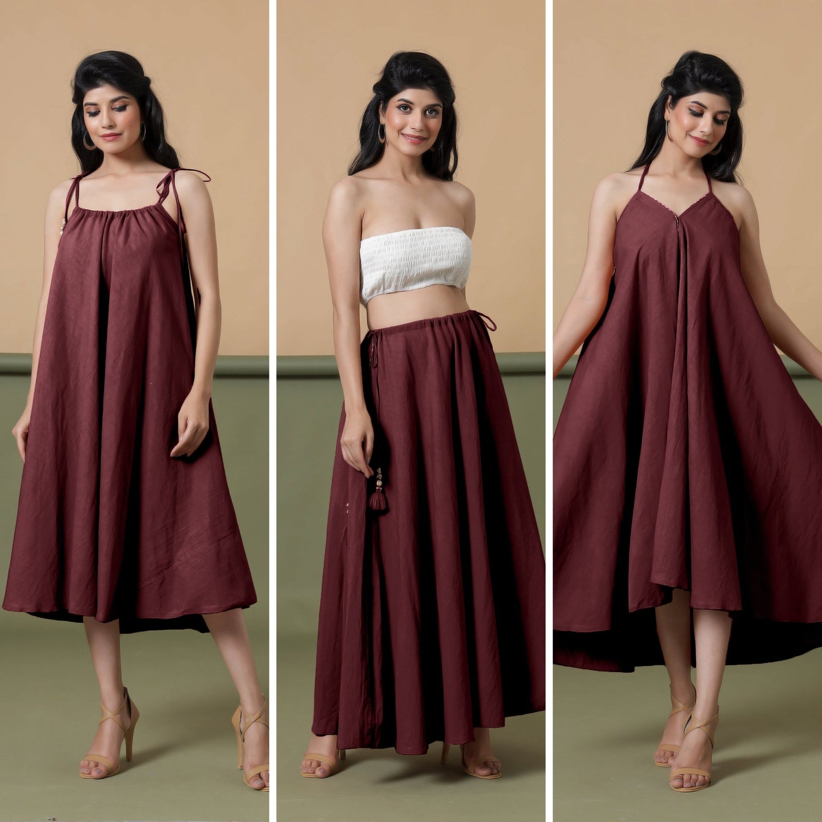 Convertible 6-Way Sangria Wine Tie-Dye Cotton Skirt Dress 57" / Petite (5'1" and below) Convertible 6-Way Sangria Wine Tie-Dye Cotton Skirt Dress 57" / Petite (5'1" and below)