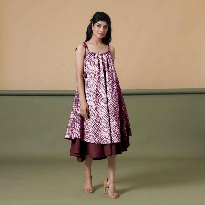 Convertible 6-Way Sangria Wine Tie-Dye Cotton Skirt Dress