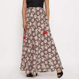 Front View of a Model wearing Convertible Block Print 3-Way Beige Cotton Skirt Dress