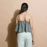 Dark Green Handspun Cotton Flared Camisole Top