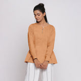 Desert Yellow 100% Linen Flared Tunic Top