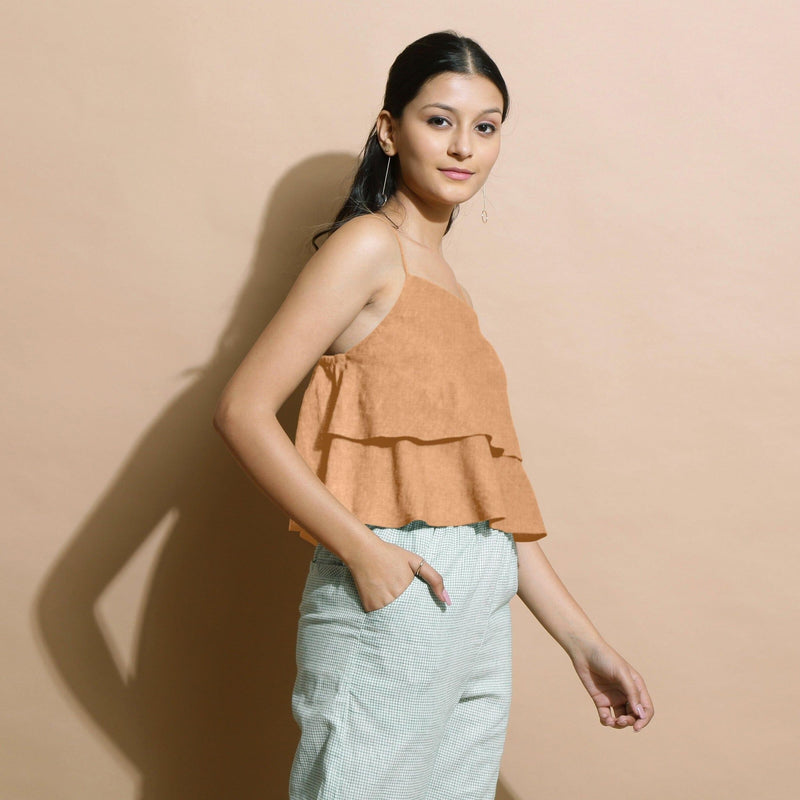 Desert Yellow 100% Linen Tier Camisole Top