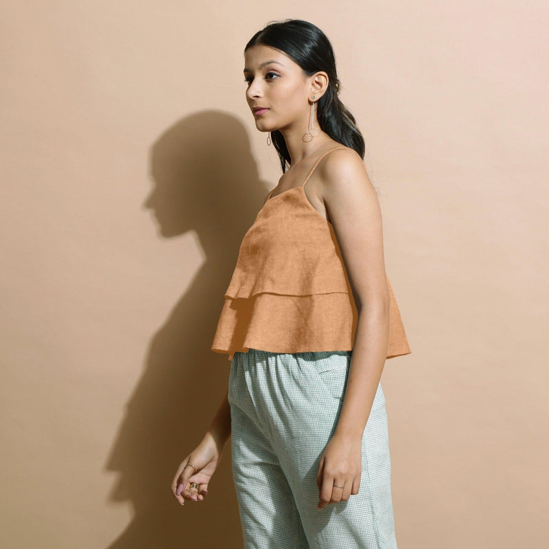 Desert Yellow 100% Linen Tier Camisole Top