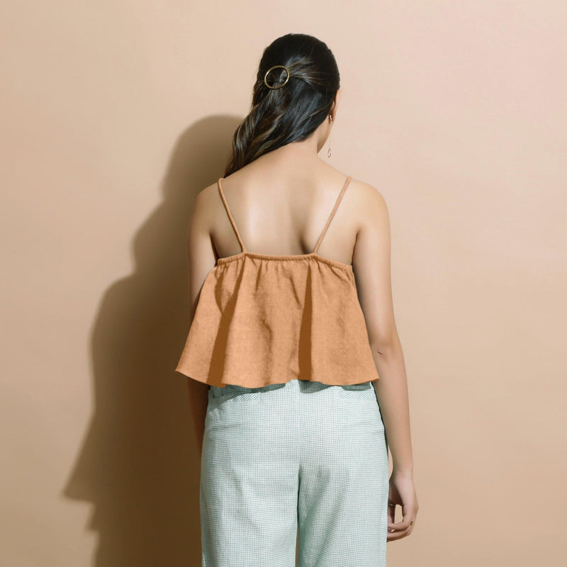 Desert Yellow 100% Linen Tier Camisole Top