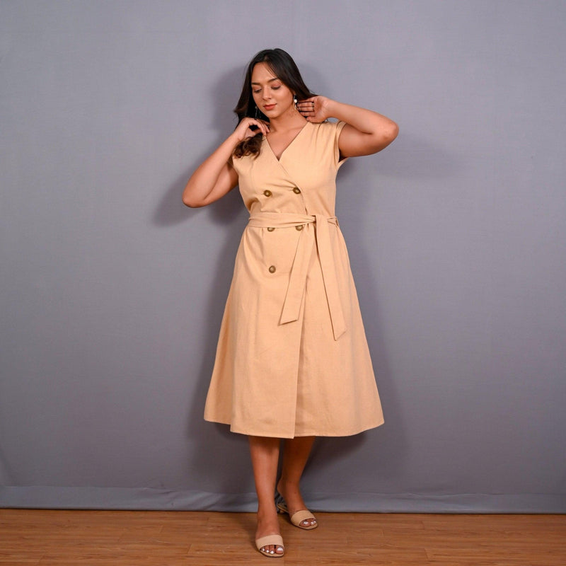 Buy Dusk Beige Warm Cotton Flannel Button-Down A-Line Midi Dress Online at SeamsFriendly Buy Dusk Beige Warm Cotton Flannel Button-Down A-Line Midi Dress Online at SeamsFriendly