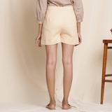 Back View of a Model wearing Warm Dusk Beige Cotton Flannel Shorts