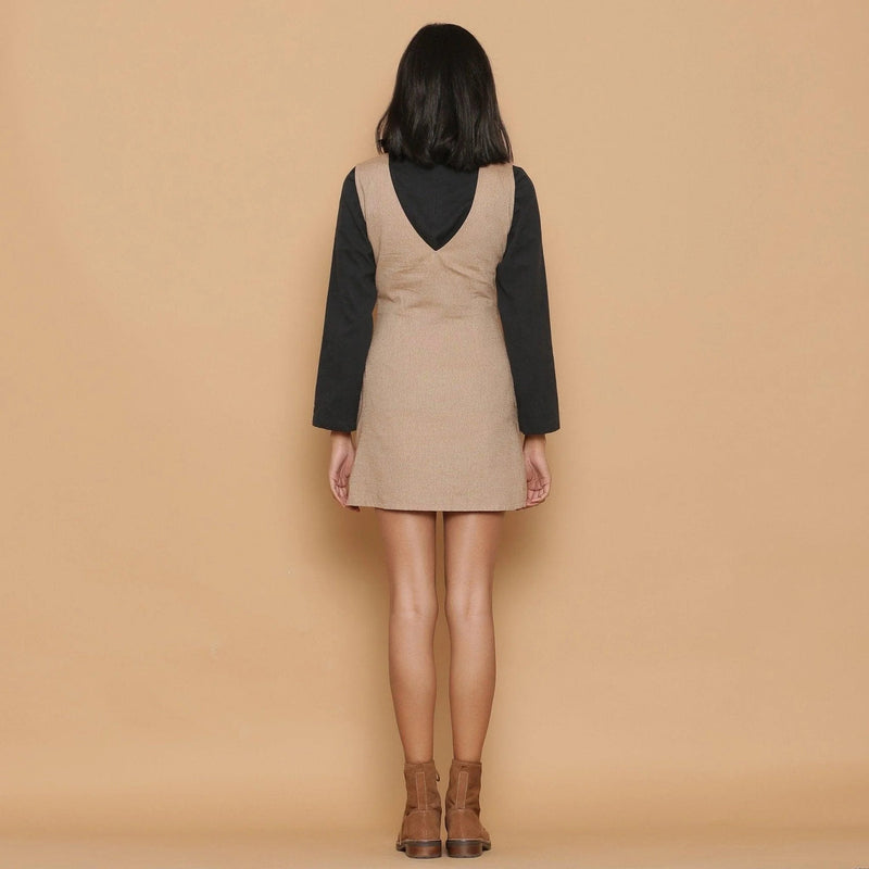 Dusk Brown Cotton Deep Neck Mini Sheath Dress Dusk Brown Cotton Deep Neck Mini Sheath Dress