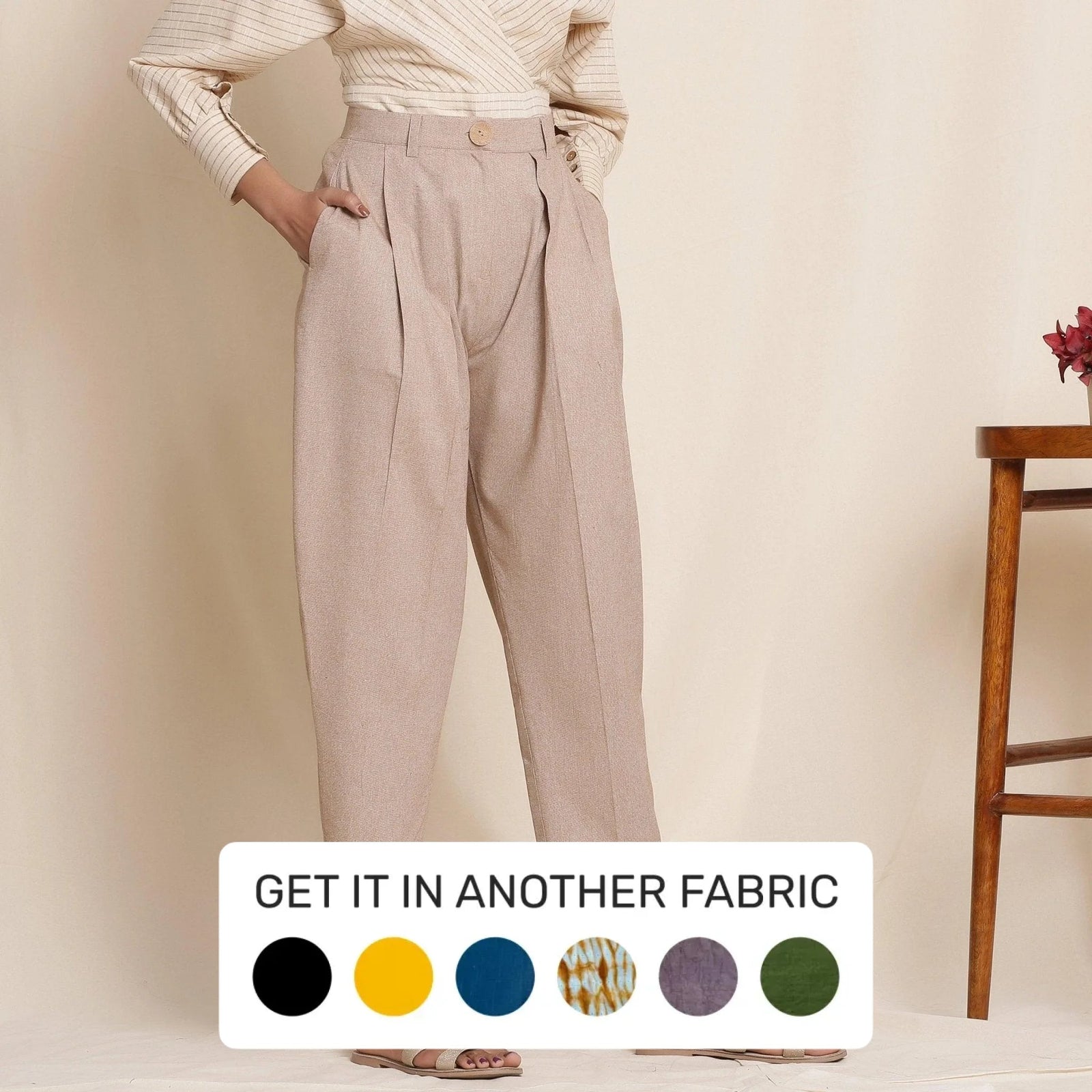 Buy Dusk Brown Cotton High-Rise Pegged Chino Pant Online at