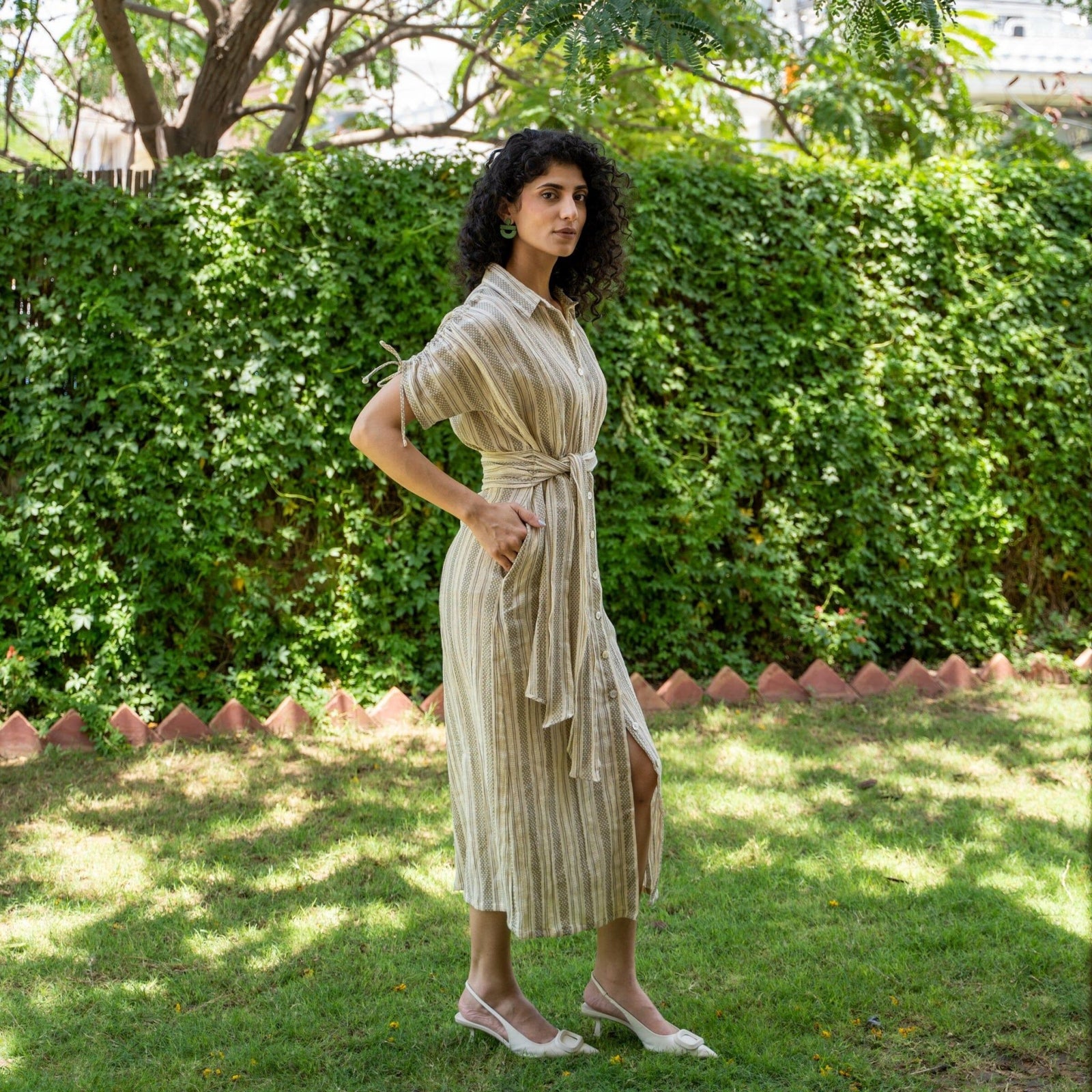 beige green dress Cotton Calm Maxi Dress