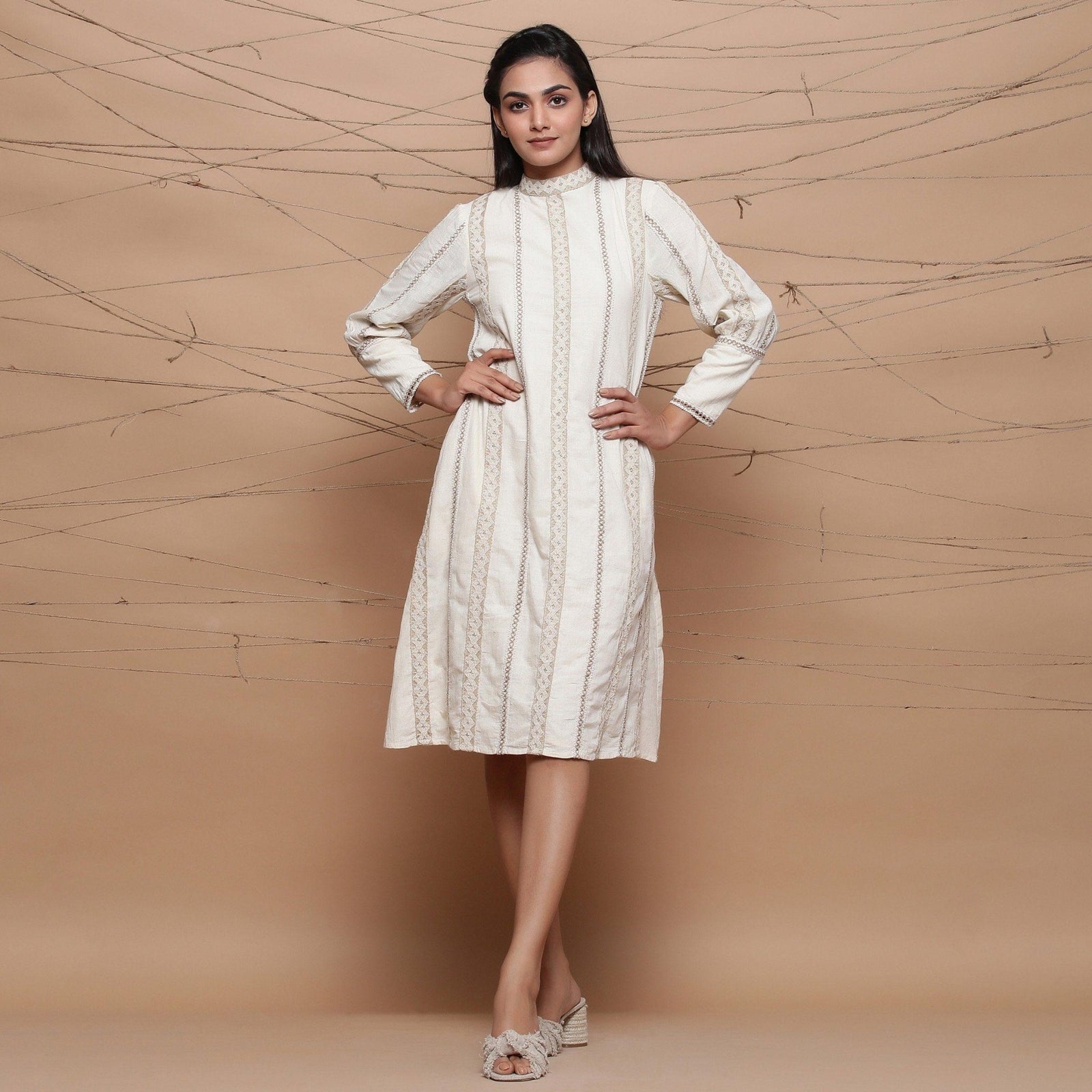 jute cotton dress Andie Knit Mini Dress in Cream/Jute Stripe XL