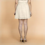 Ecru Undyed Crinkled Cotton Flax High-Rise Skater Mini Skirt