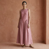 English Rose Cotton Flannel Sleeveless Paneled Maxi Dress