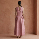 English Rose Cotton Flannel Sleeveless Paneled Maxi Dress