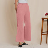 Right View of a Model wearing Warm Cotton Flannel English Rose Bootcut Pants