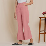 Left View of a Model wearing Warm Cotton Flannel English Rose Bootcut Pants