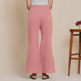 Back View of a Model wearing Warm Cotton Flannel English Rose Bootcut Pants