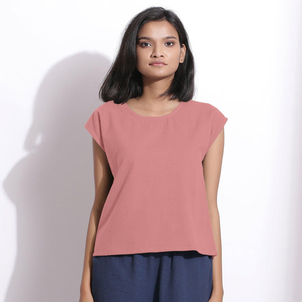 Front View of a Model wearing Warm Cotton Flannel English Rose Essential Top