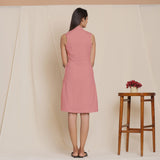 Back View of a Model wearing Warm English Rose Lapel Collar Short Dress