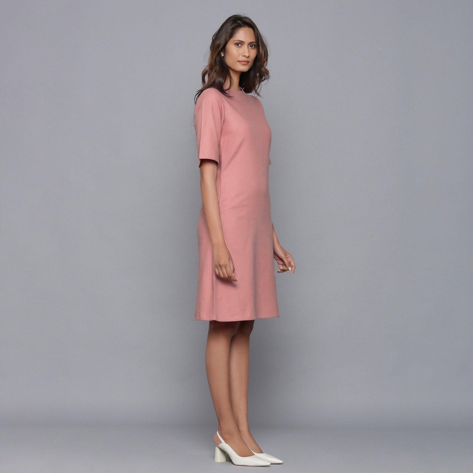 English Rose Warm Cotton Flannel Knee Length Sheath Dress 44