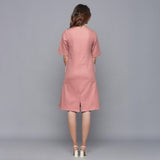 Back View of a Model wearing English Rose Round Neck Sheath Dress