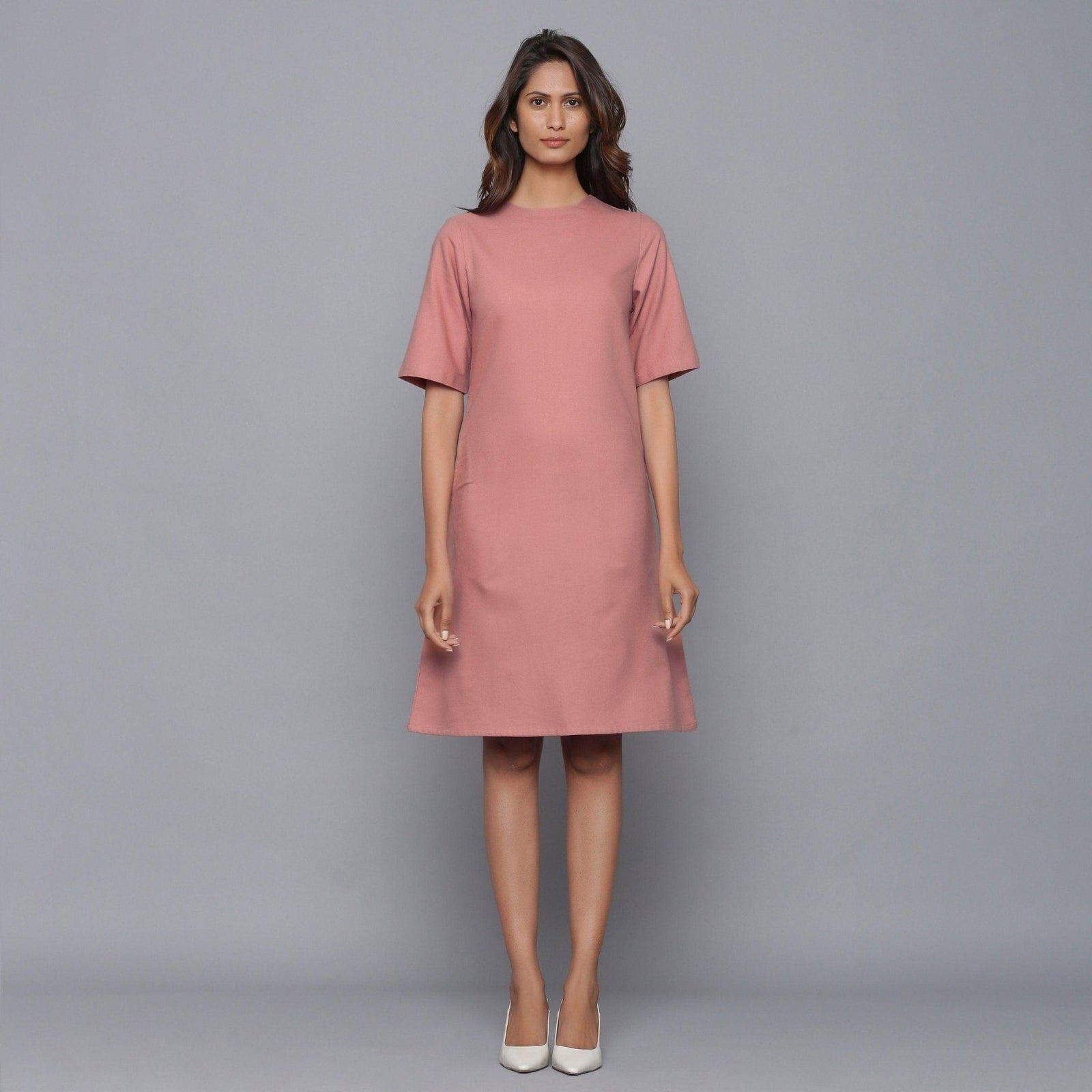 English Rose Warm Cotton Flannel Knee Length Sheath Dress 44