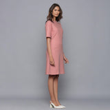 Right View of a Model wearing English Rose Round Neck Sheath Dress