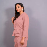 English Rose Warm Cotton Flannel Single-Breasted Hoodie Blazer