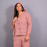 English Rose Warm Cotton Flannel Single-Breasted Hoodie Blazer