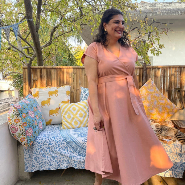Buy English Rose Warm Cotton Flannel V-Neck Fit and Flare Midi Dress Online  at SeamsFriendly