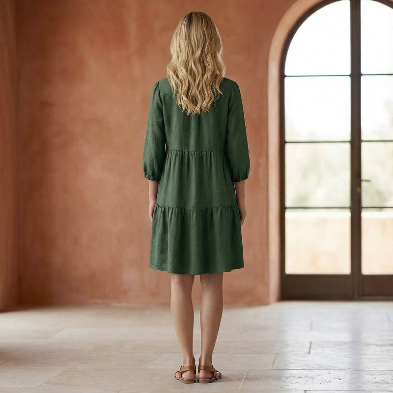 green cotton shirt dress Forest 100% Short 52