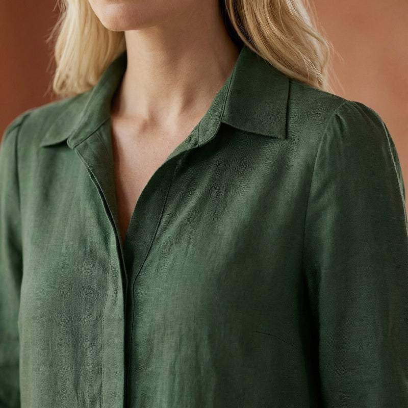 Forest Green 100% Cotton Short Shirt Dress 52
