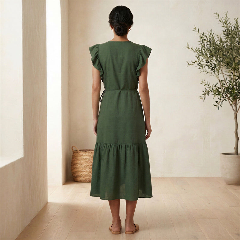 dark green strappy dress Lady Black Tie - Khaleesi - Emerald - Lace Dress With Fringe - Final Sale Experience:Signature
