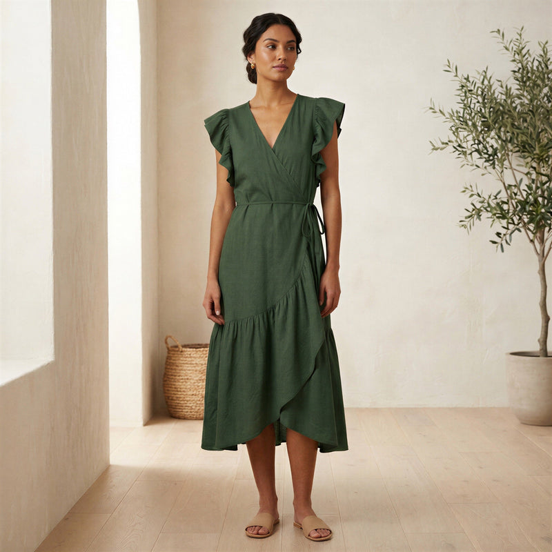midi forest green dress Mauka Midi Dress - Forest Leaves Green by Aloha Coastal