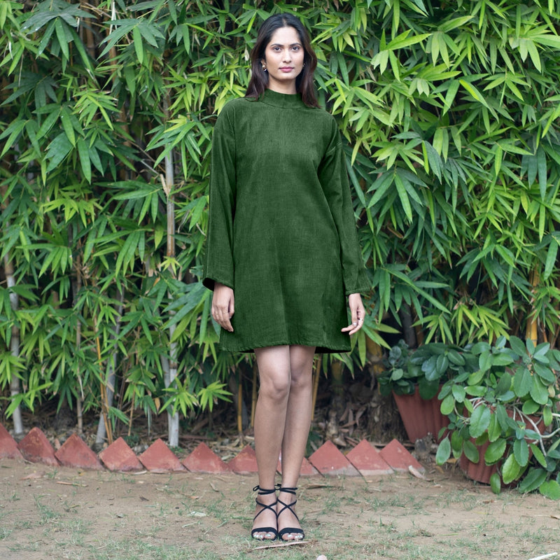 Forest Green Warm Cotton Corduroy A-Line Short Dress 60" / Custom Height (Free) Forest Green Warm Cotton Corduroy A-Line Short Dress 60" / Custom Height (Free)