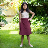 Girls - Barn Red Warm Cotton Waffle Midi Wrap Skirt