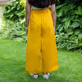 Girls - Mustard Cotton Flax Elasticated Wide Legged Pant