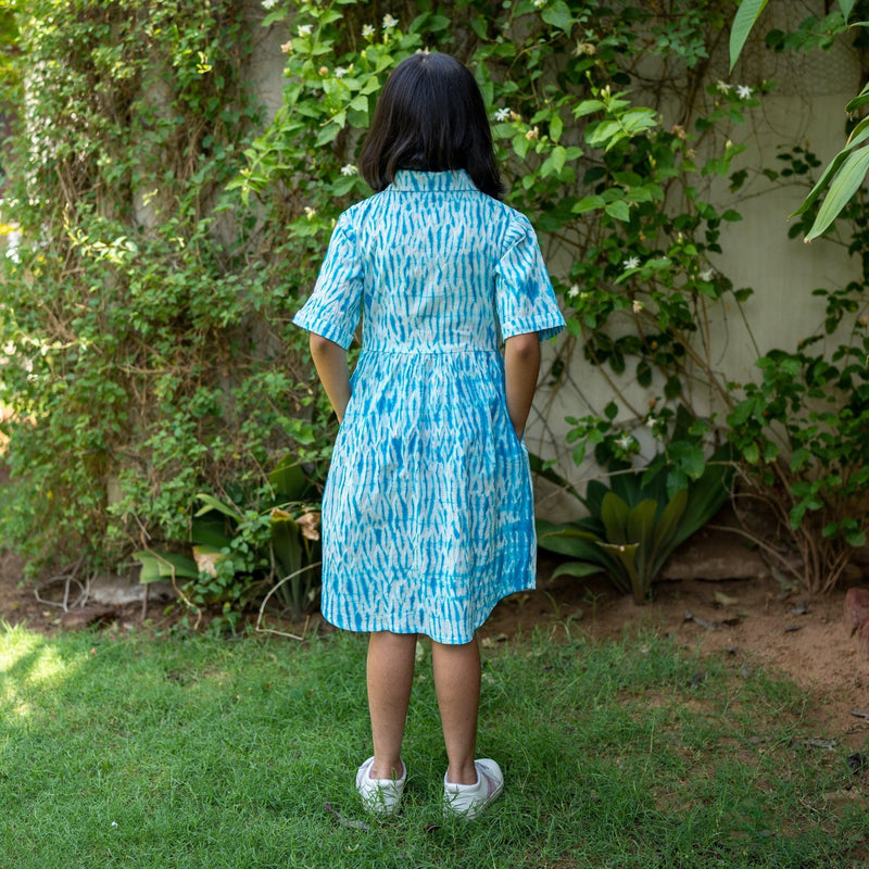 Buy Girls - Ocean Blue Tie-Dye Cotton Gathered Knee Length Shirt Dress Online at SeamsFriendly Buy Girls - Ocean Blue Tie-Dye Cotton Gathered Knee Length Shirt Dress Online at SeamsFriendly
