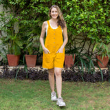 Golden Yellow Cotton Poplin Dungaree Playsuit