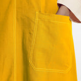 Golden Yellow Cotton Poplin Paneled Midi Shift Dress