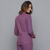 Back View of a Model wearing Grape Wine Slim Fit Flannel Blazer