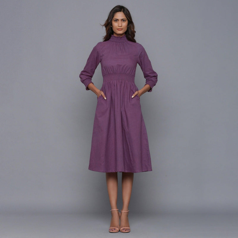 Buy Grape Wine Warm Cotton Flannel High Neck Midi Dress Online at SeamsFriendly Buy Grape Wine Warm Cotton Flannel High Neck Midi Dress Online at SeamsFriendly
