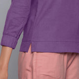 Front Detail of a Model wearing Grape Wine Flannel Straight Hoodie Top