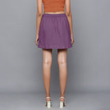 Back View of a Model wearing Grape Wine Flannel Mini Pencil Skirt