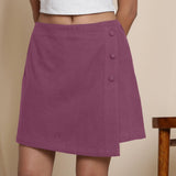 Front Detail of a Model wearing Warm Flannel Grape Wine Overlap Skirt