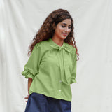 Green Cotton Flax Button-Down Shirt