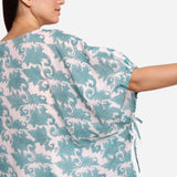 Back Detail of a Model wearing Sanganeri Hand Block Print Short Kaftan