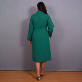 Green Warm Cotton Flannel Midi Blazer Dress