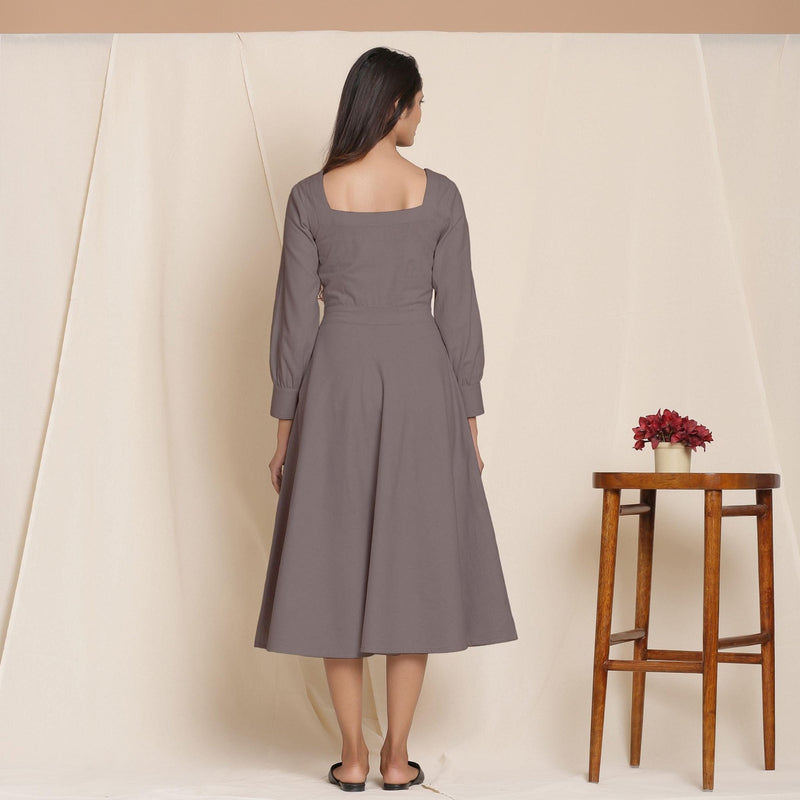Buy Grey Warm Cotton Flannel Fit and Flare Midi Dress Online at SeamsFriendly Buy Grey Warm Cotton Flannel Fit and Flare Midi Dress Online at SeamsFriendly