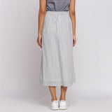 Grey Stripes Handspun Cotton Elasticated Mid-Rise Maxi Skirt